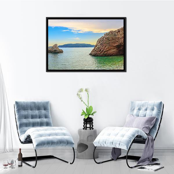 Adriatic Sea Coastline Budva city Panoramic Canvas Wall Art-1 Piece-36" x 12"-Tiaracle