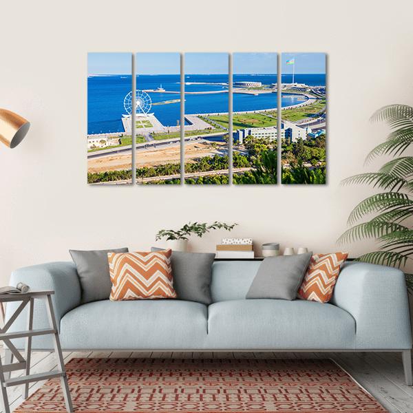 Aerial View Of Baku Canvas Wall Art-4 Horizontal-Gallery Wrap-34" x 24"-Tiaracle