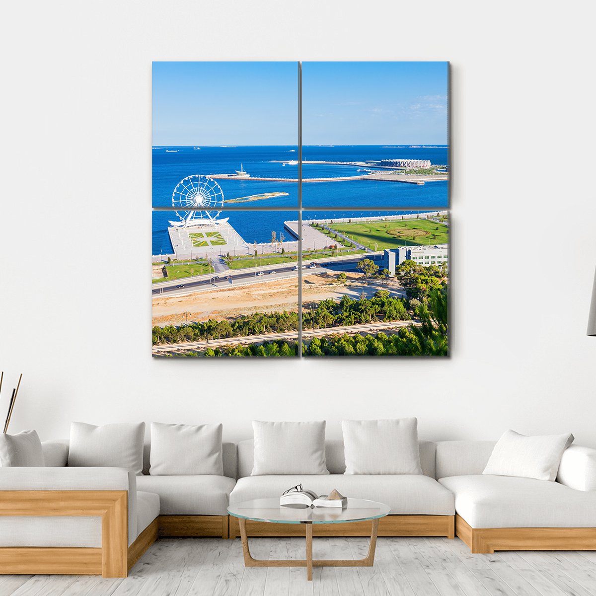 Aerial View Of Baku Canvas Wall Art-4 Square-Gallery Wrap-17" x 17"-Tiaracle