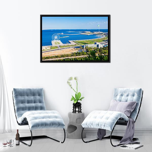 Aerial View Of Baku Panoramic Canvas Wall Art-1 Piece-36" x 12"-Tiaracle