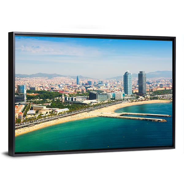 Aerial View Of Barcelona Canvas Wall Art-3 Horizontal-Gallery Wrap-25" x 16"-Tiaracle