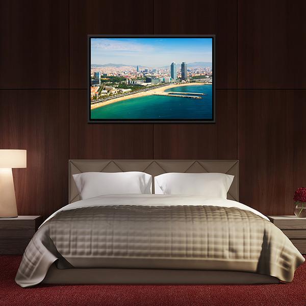 Aerial View Of Barcelona Canvas Wall Art-5 Horizontal-Gallery Wrap-22" x 12"-Tiaracle
