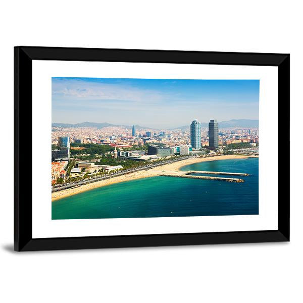 Aerial View Of Barcelona Canvas Wall Art-3 Horizontal-Gallery Wrap-25" x 16"-Tiaracle