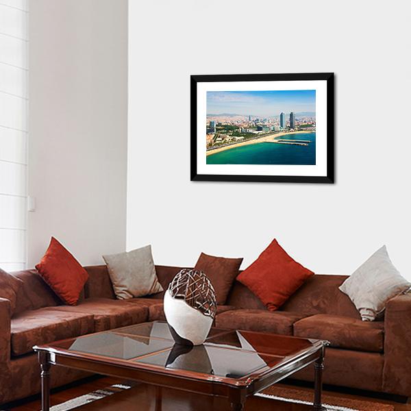 Aerial View Of Barcelona Canvas Wall Art-5 Horizontal-Gallery Wrap-22" x 12"-Tiaracle