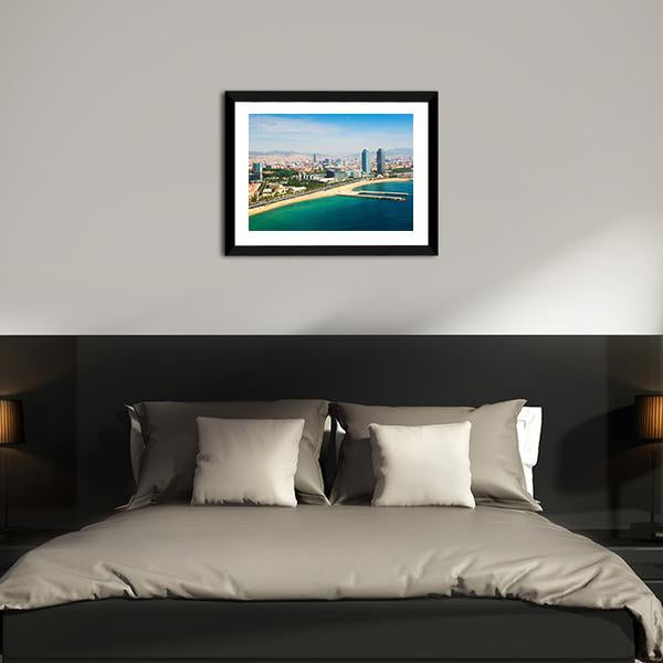 Aerial View Of Barcelona Canvas Wall Art-3 Horizontal-Gallery Wrap-25" x 16"-Tiaracle
