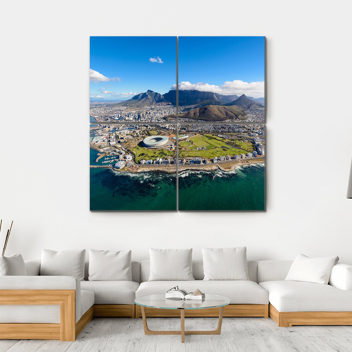 Aerial View Of Cape Town Canvas Wall Art-4 Square-Gallery Wrap-17" x 17"-Tiaracle