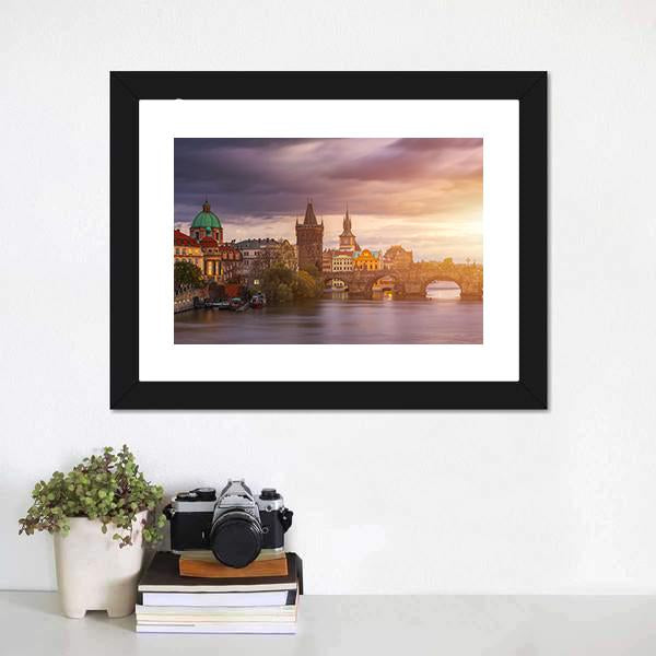 Aerial View Of Old Town Pier Canvas Wall Art-1 Piece-Framed Print-20" x 16"-Tiaracle