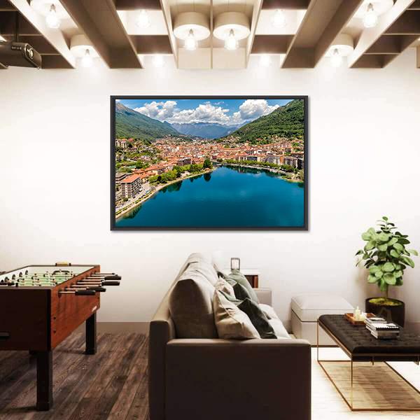 Aerial View Of Omegna Canvas Wall Art-3 Horizontal-Gallery Wrap-25" x 16"-Tiaracle