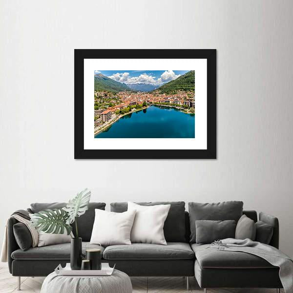 Aerial View Of Omegna Canvas Wall Art-3 Horizontal-Gallery Wrap-25" x 16"-Tiaracle