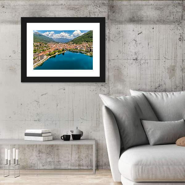 Aerial View Of Omegna Canvas Wall Art-3 Horizontal-Gallery Wrap-25" x 16"-Tiaracle