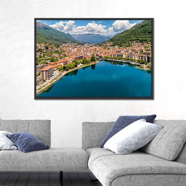 Aerial View Of Omegna Panoramic Canvas Wall Art-1 Piece-36" x 12"-Tiaracle
