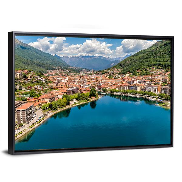 Aerial View Of Omegna Panoramic Canvas Wall Art-1 Piece-36" x 12"-Tiaracle