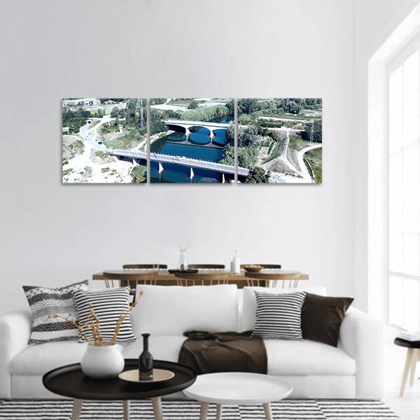 River Serchio In Tuscany Panoramic Canvas Wall Art-3 Piece-25" x 08"-Tiaracle