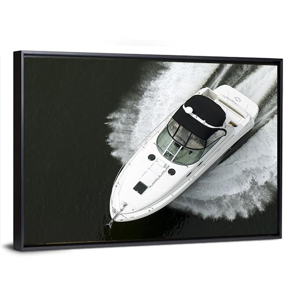 Aerial View Of Speedboat Canvas Wall Art-5 Horizontal-Gallery Wrap-22" x 12"-Tiaracle