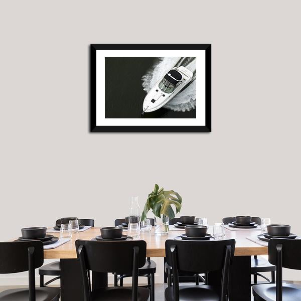 Aerial View Of Speedboat Canvas Wall Art-5 Horizontal-Gallery Wrap-22" x 12"-Tiaracle