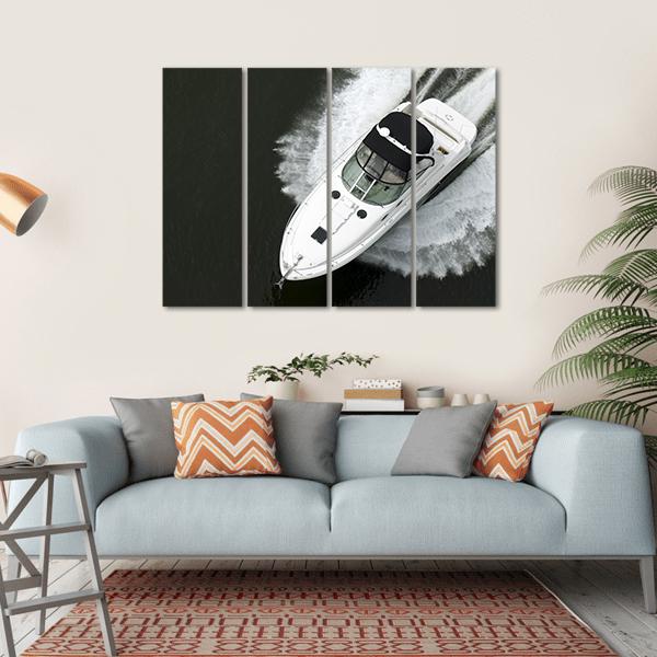 Aerial View Of Speedboat Canvas Wall Art-4 Horizontal-Gallery Wrap-34" x 24"-Tiaracle