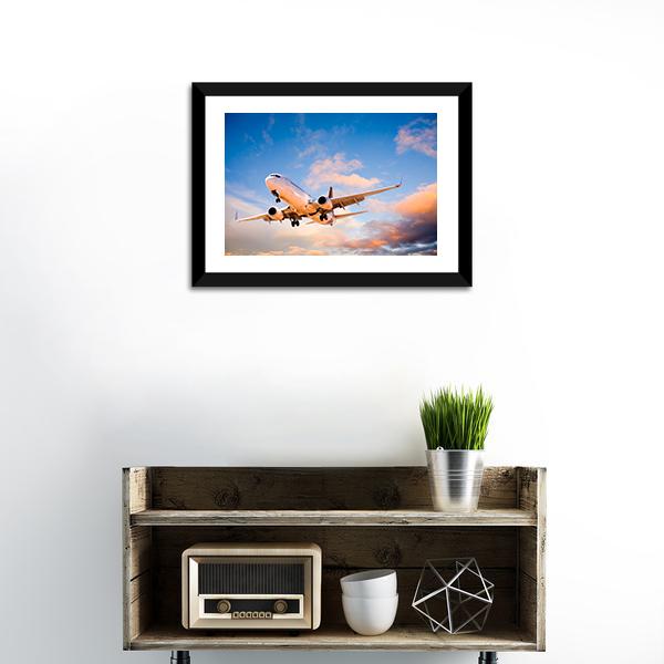 Aeroplane In Sky Canvas Wall Art-1 Piece-Framed Print-20" x 16"-Tiaracle