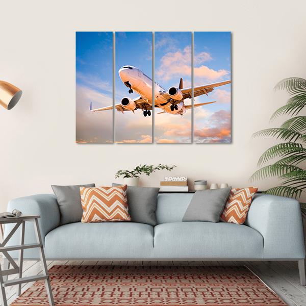 Aeroplane In Sky Canvas Wall Art-4 Horizontal-Gallery Wrap-34" x 24"-Tiaracle