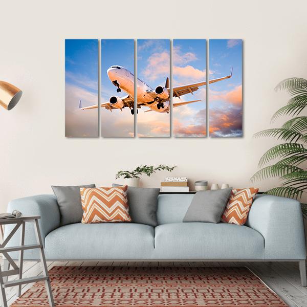 Aeroplane In Sky Canvas Wall Art-5 Horizontal-Gallery Wrap-22" x 12"-Tiaracle