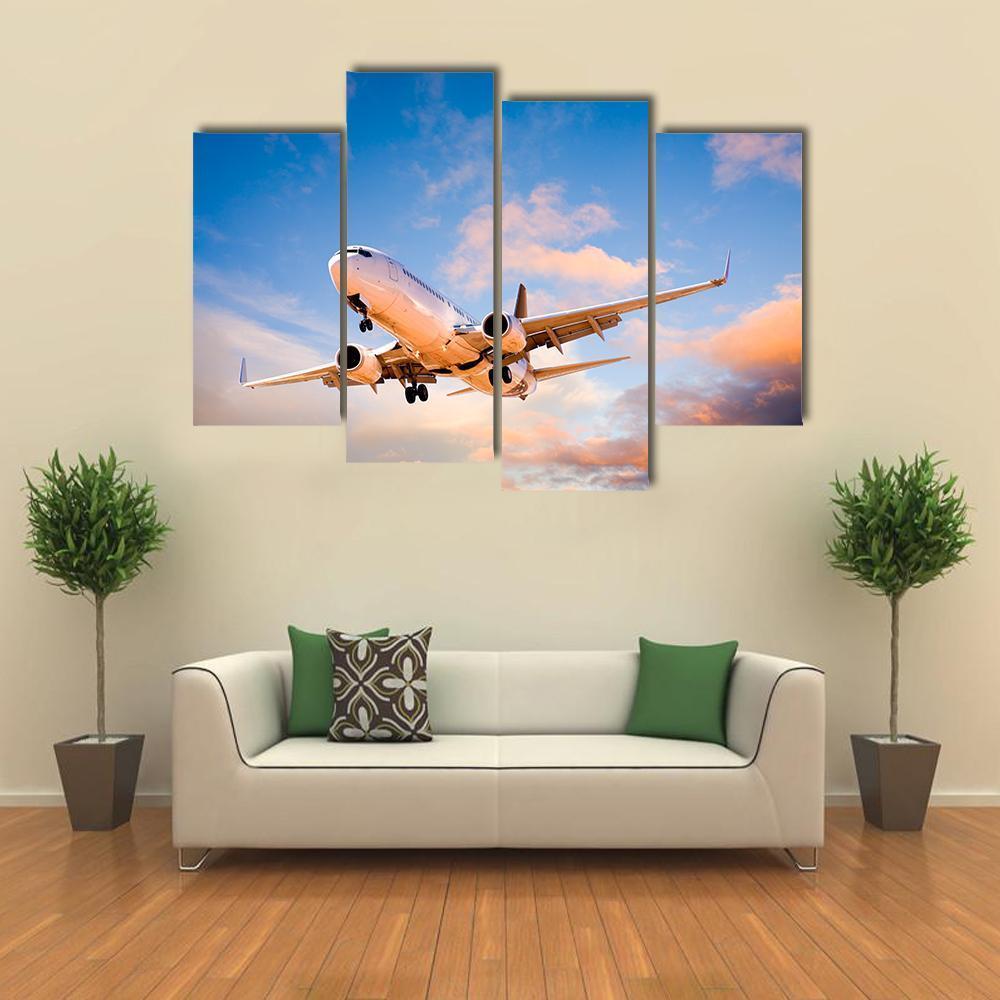 Aeroplane In Sky Canvas Wall Art-4 Pop-Gallery Wrap-50" x 32"-Tiaracle