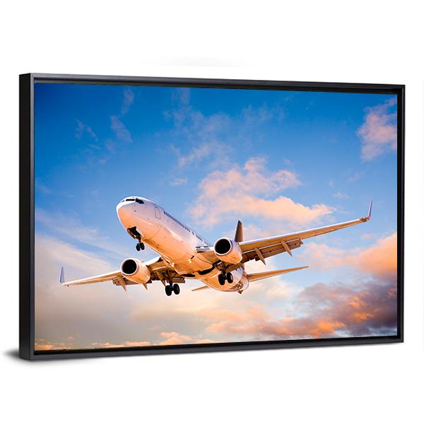 Aeroplane In Sky Canvas Wall Art-3 Horizontal-Gallery Wrap-25" x 16"-Tiaracle