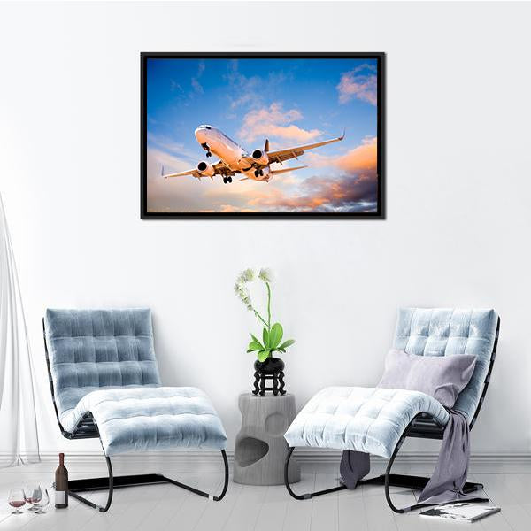 Aeroplane In Sky Canvas Wall Art-3 Horizontal-Gallery Wrap-25" x 16"-Tiaracle