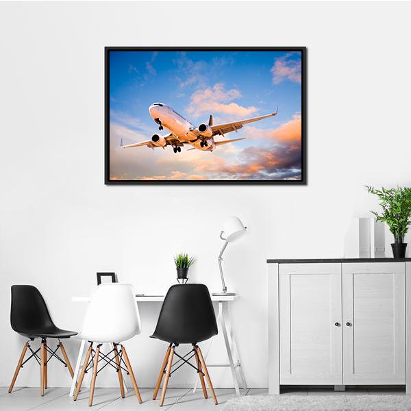 Aeroplane In Sky Canvas Wall Art-3 Horizontal-Gallery Wrap-25" x 16"-Tiaracle
