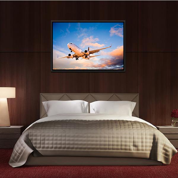 Aeroplane In Sky Canvas Wall Art-3 Horizontal-Gallery Wrap-25" x 16"-Tiaracle