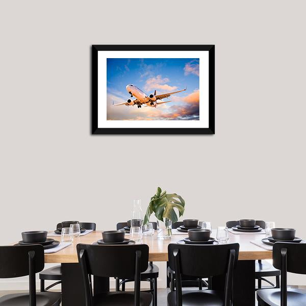 Aeroplane In Sky Canvas Wall Art-3 Horizontal-Gallery Wrap-25" x 16"-Tiaracle