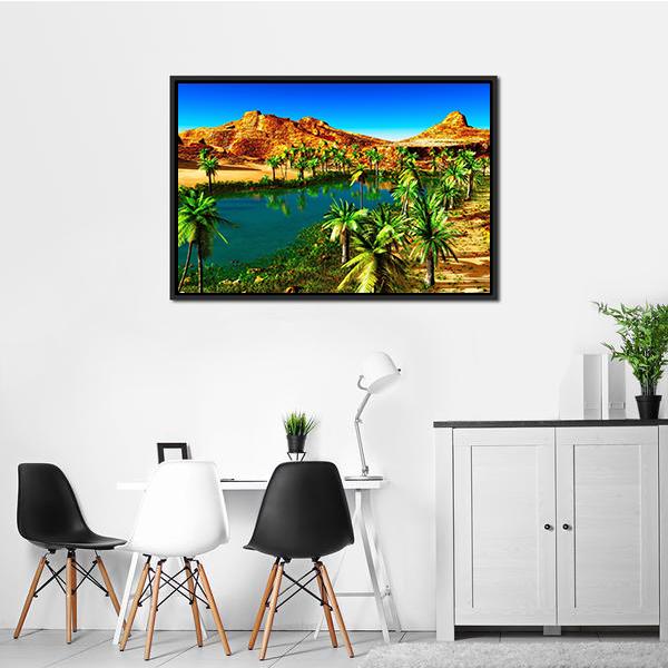 African Oasis Canvas Wall Art-1 Piece-Floating Frame-24" x 16"-Tiaracle