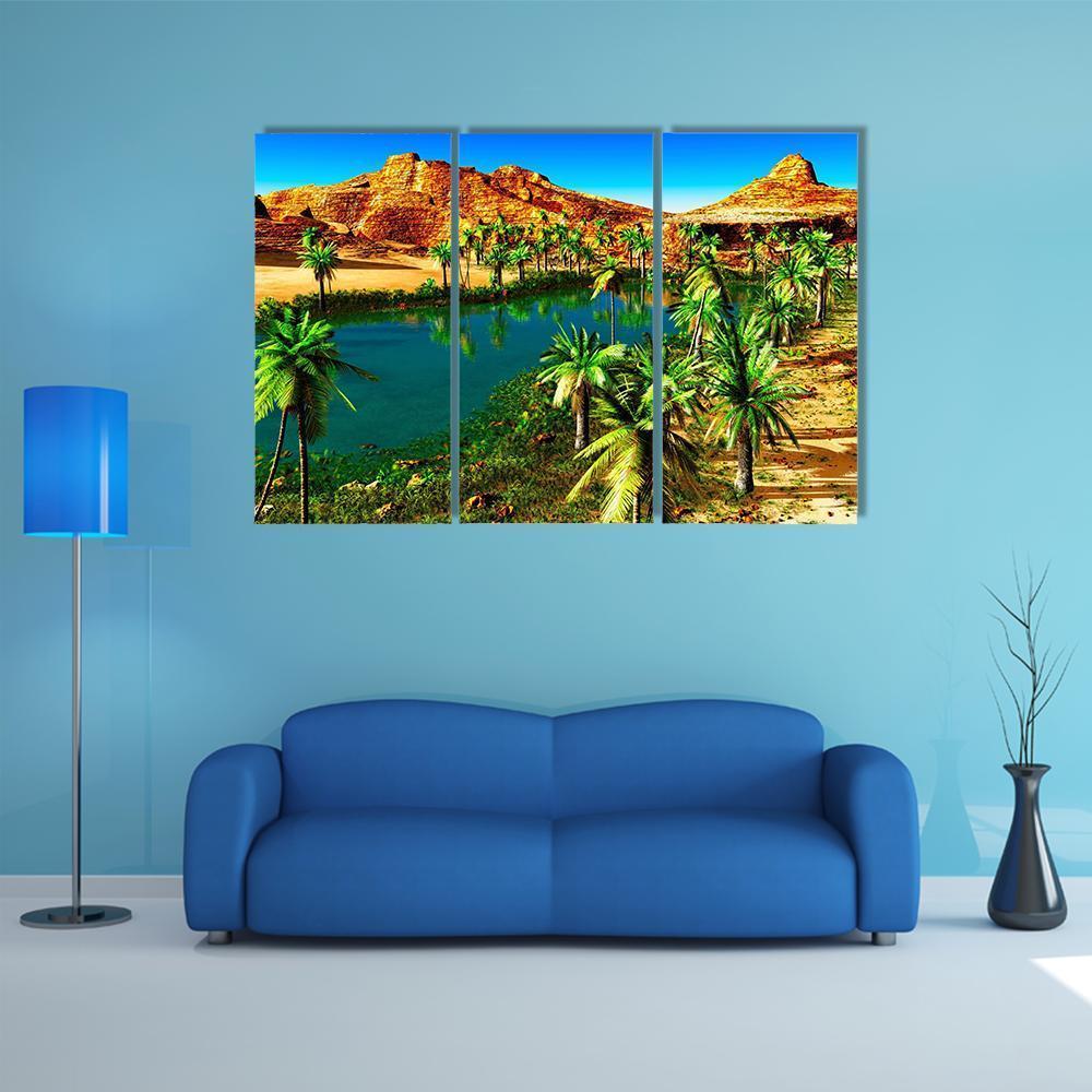 African Oasis Canvas Wall Art-3 Horizontal-Gallery Wrap-37&quot; x 24&quot;-Tiaracle