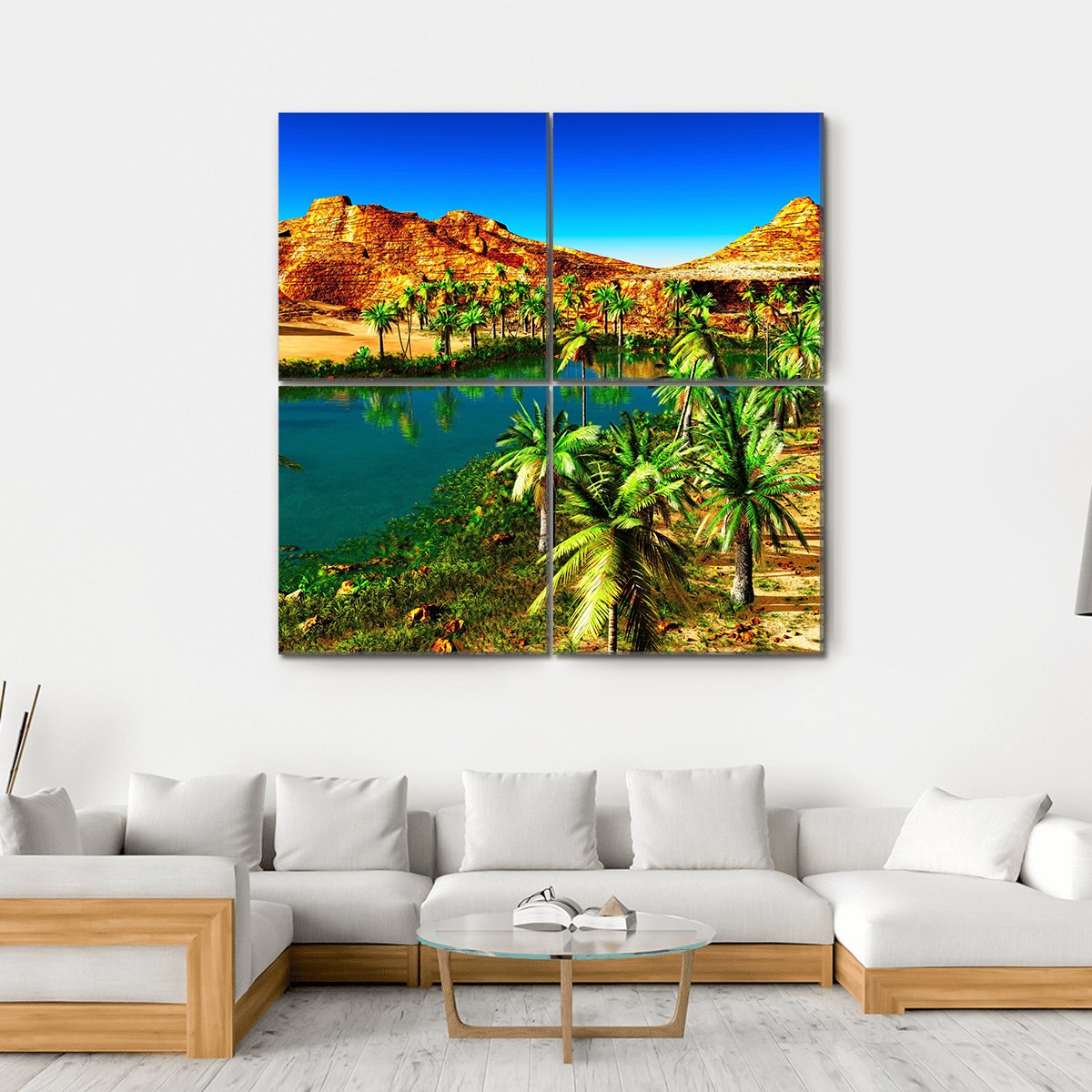 African Oasis Canvas Wall Art-4 Square-Gallery Wrap-17" x 17"-Tiaracle