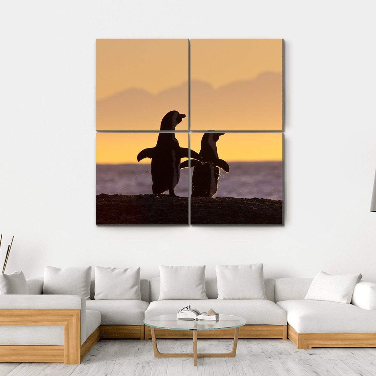 Penguins Near Cape Town Canvas Wall Art-4 Square-Gallery Wrap-17" x 17"-Tiaracle