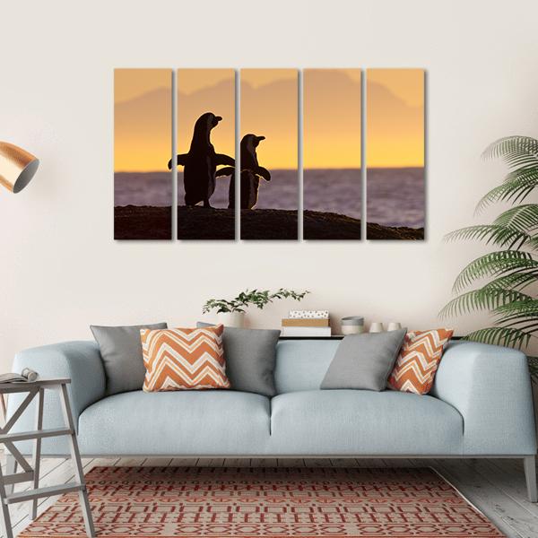 Penguins Near Cape Town Canvas Wall Art-5 Horizontal-Gallery Wrap-22" x 12"-Tiaracle