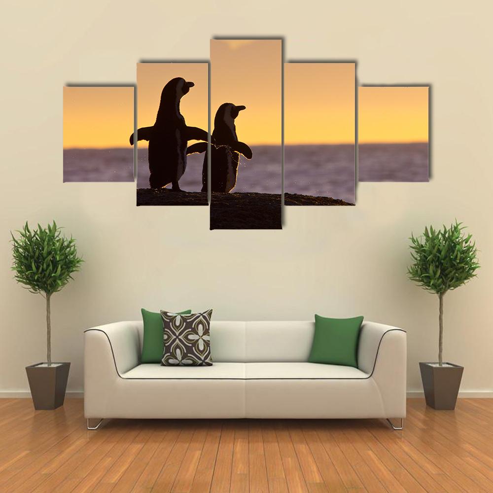 Penguins Near Cape Town Canvas Wall Art-5 Star-Gallery Wrap-42" x 21"-Tiaracle