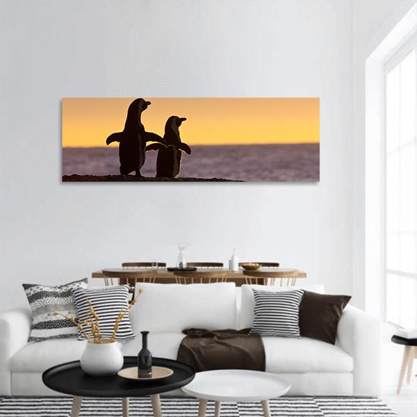 Penguins Near Cape Town Panoramic Canvas Wall Art-1 Piece-36" x 12"-Tiaracle