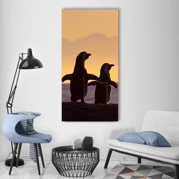 Penguins Near Cape Town Vertical Canvas Wall Art-1 Vertical-Gallery Wrap-12" x 24"-Tiaracle