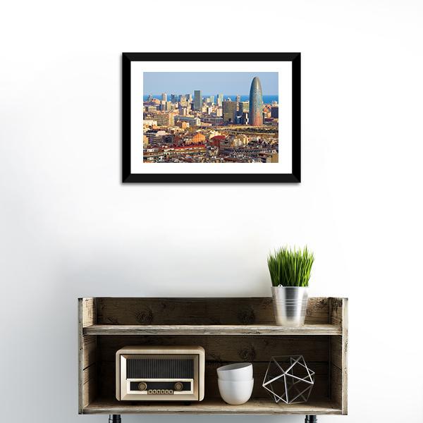Agbar Tower In Barcelona Canvas Wall Art-1 Piece-Framed Print-20" x 16"-Tiaracle