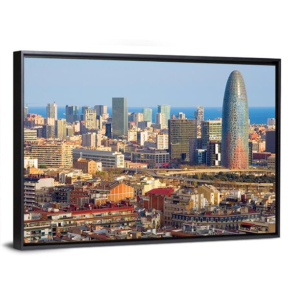 Agbar Tower In Barcelona Canvas Wall Art-3 Horizontal-Gallery Wrap-25" x 16"-Tiaracle