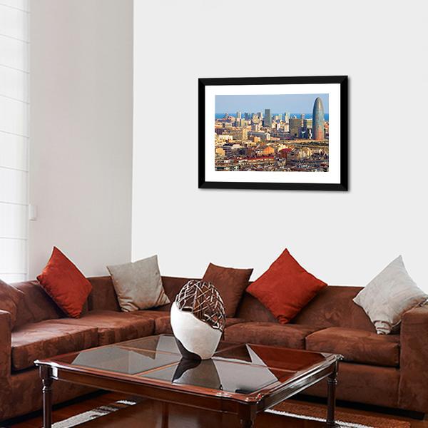 Agbar Tower In Barcelona Canvas Wall Art-3 Horizontal-Gallery Wrap-25" x 16"-Tiaracle