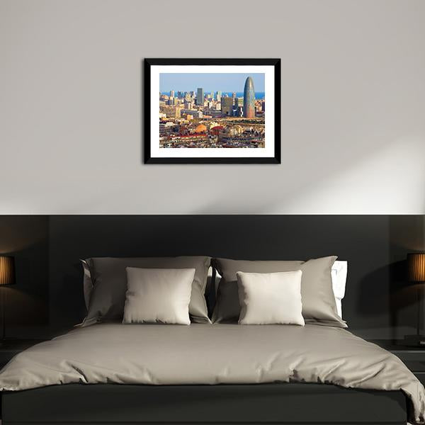 Agbar Tower In Barcelona Canvas Wall Art-3 Horizontal-Gallery Wrap-25" x 16"-Tiaracle