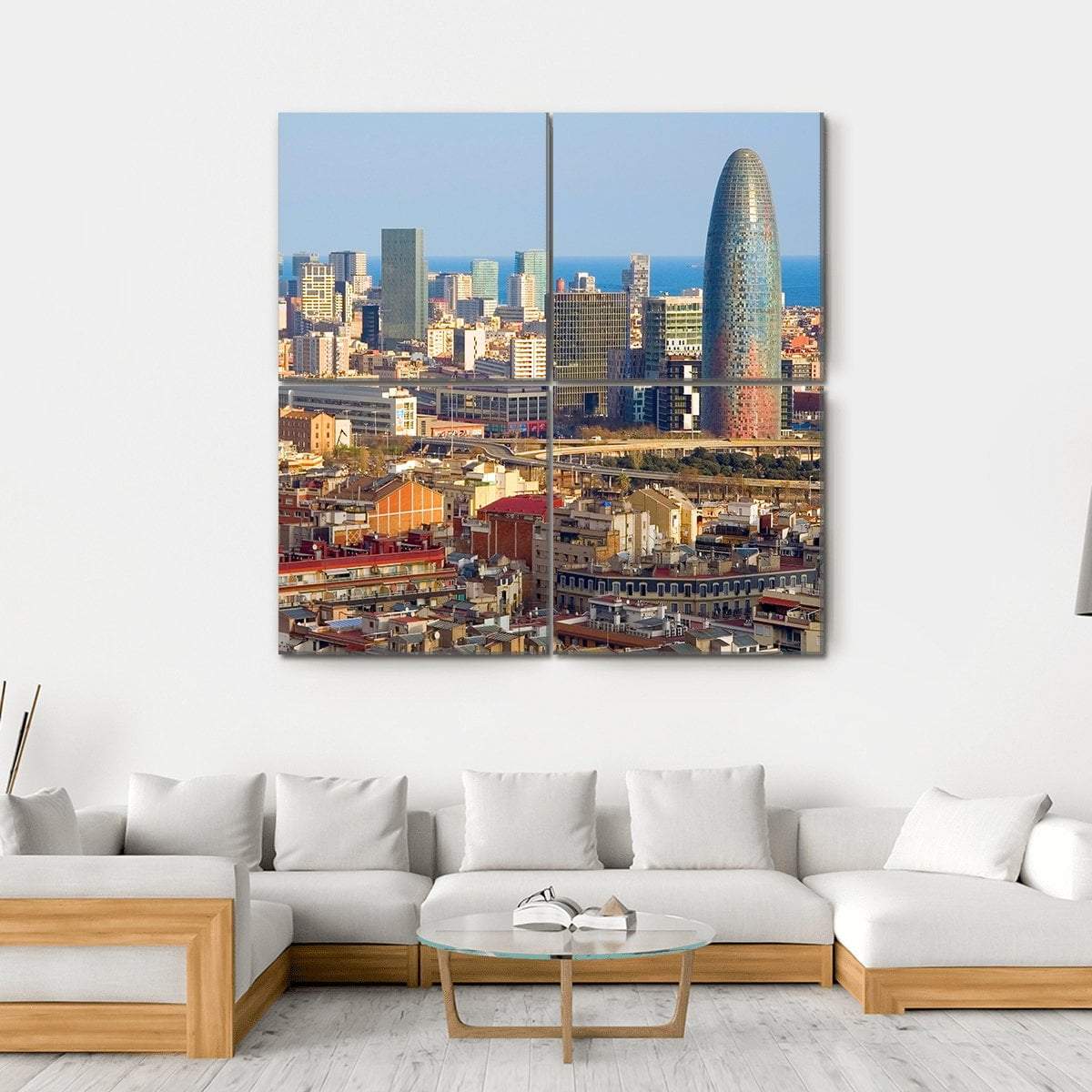 Agbar Tower In Barcelona Canvas Wall Art-4 Horizontal-Gallery Wrap-34" x 24"-Tiaracle
