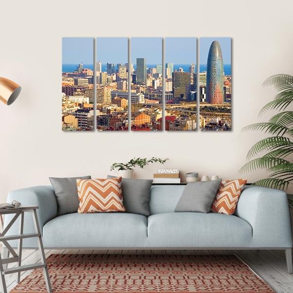Agbar Tower In Barcelona Canvas Wall Art-5 Horizontal-Gallery Wrap-22" x 12"-Tiaracle