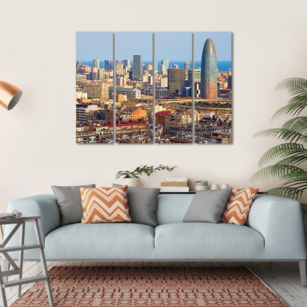 Agbar Tower In Barcelona Canvas Wall Art-5 Horizontal-Gallery Wrap-22" x 12"-Tiaracle