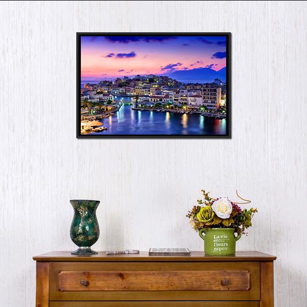 Agios Nikolaos Panoramic Canvas Wall Art-1 Piece-36" x 12"-Tiaracle