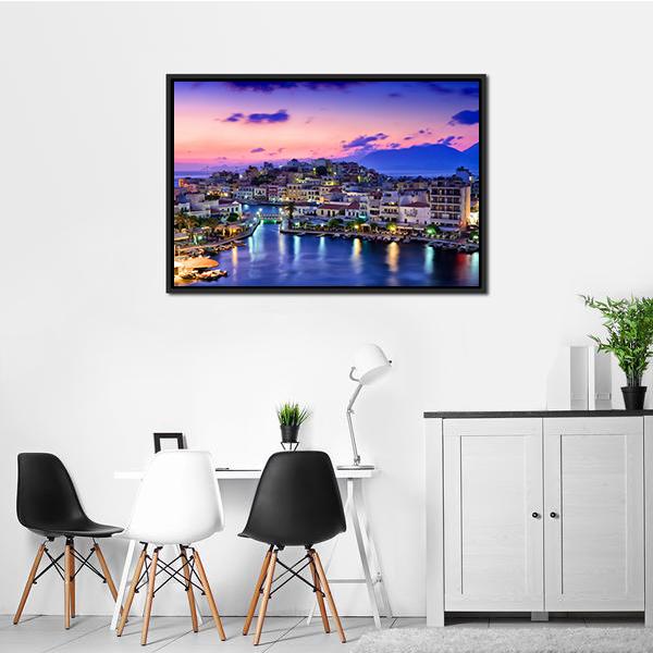Agios Nikolaos Panoramic Canvas Wall Art-1 Piece-36" x 12"-Tiaracle