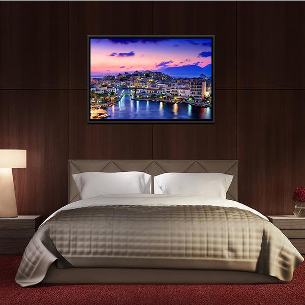 Agios Nikolaos Panoramic Canvas Wall Art-1 Piece-36" x 12"-Tiaracle