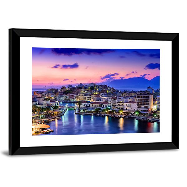 Agios Nikolaos Panoramic Canvas Wall Art-1 Piece-36" x 12"-Tiaracle