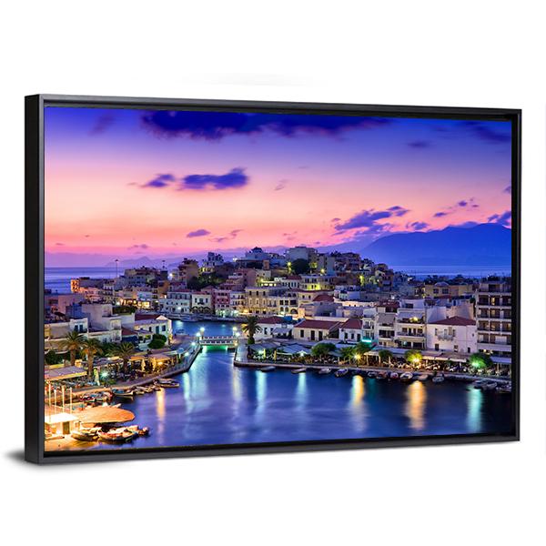 Agios Nikolaos Panoramic Canvas Wall Art-1 Piece-36" x 12"-Tiaracle