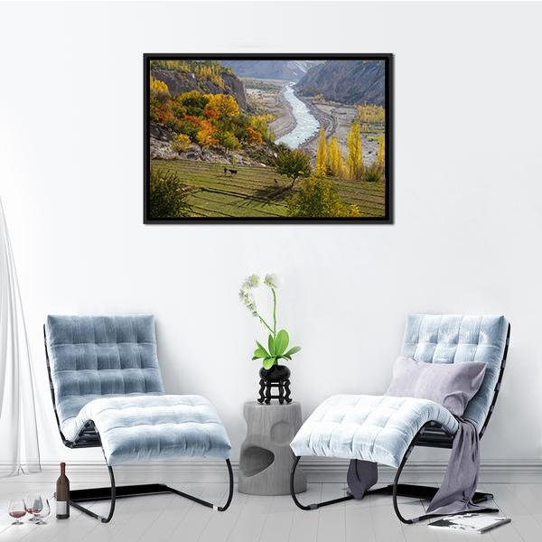 Agricultural Field Near Hunza Valley Canvas Wall Art-5 Horizontal-Gallery Wrap-22" x 12"-Tiaracle